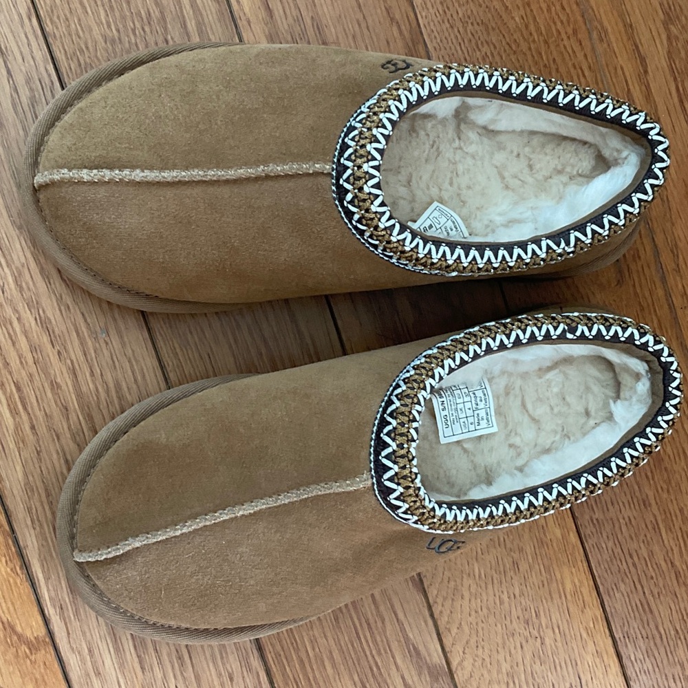 UGG Chestnut Tasman Suede Shearling-Lined Slip-Ons